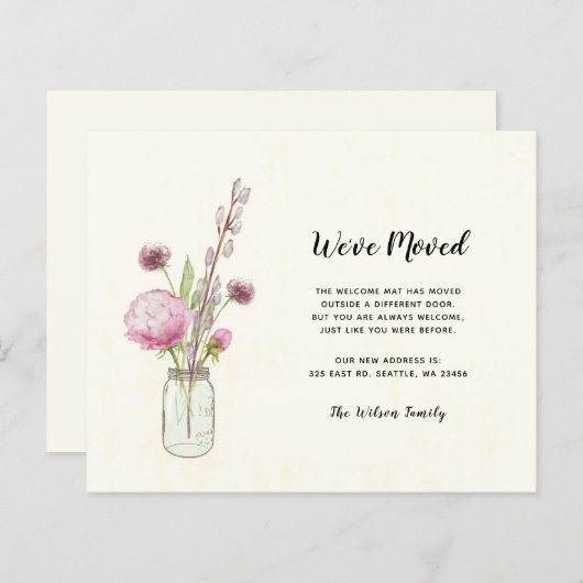 Budget Mason Jar新しいアドレスカードを移動 (正面/裏面)