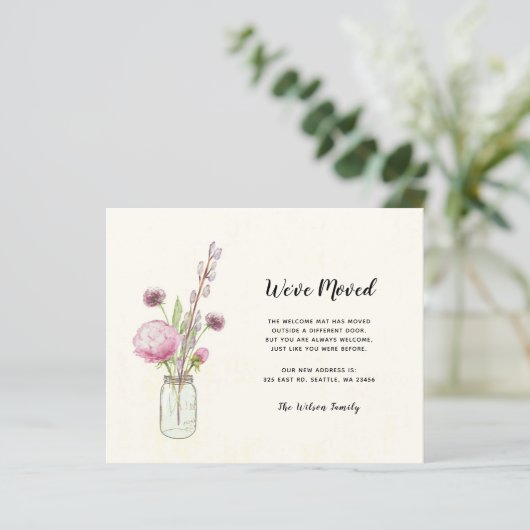 Budget Mason Jar新しいアドレスカードを移動 (スタンド正面)