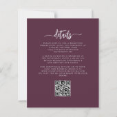 Budget Mauve Silver Floral QR Code Wedding Invite (裏面)
