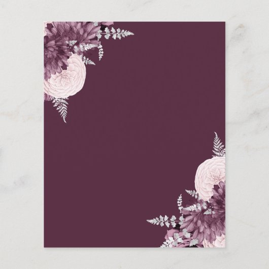 Budget Mauve Silver Floral Save the Date (裏面)