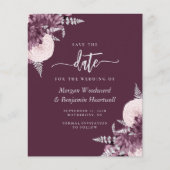 Budget Mauve Silver Floral Save the Date (正面)