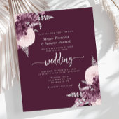 Budget Mauve Silver Floral Wedding Invite