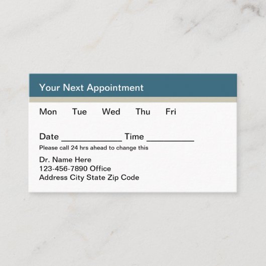 Budget Medical Appointment Cards Template 予約カード (正面)