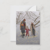 Budget Merry Christmasスクリプト写真のホリデーカード ノートカード (正面)