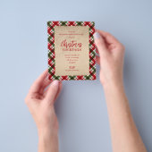 Budget Merry Christmas on Plaid Party Invitations チラシ (手)