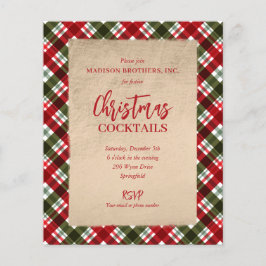 Budget Merry Christmas on Plaid Party Invitations チラシ