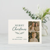 Budget Merry Christmas Two Photo Holiday Flat Card 招待状 (スタンド正面)