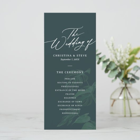 Budget Minimal and Chic Green Wedding Program (スタンド正面)