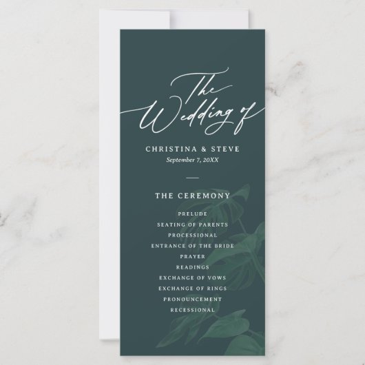 Budget Minimal and Chic Green Wedding Program (正面)