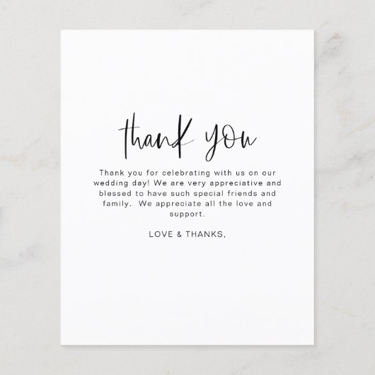 Budget Minimalistの結婚写真ありがとう (裏面)