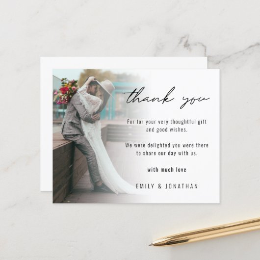 Budget Minimalist写真を追加結婚ありがとう (正面/裏面インサイチュ)