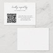 Budget Minimalist Black White Script RSVP QR Code  ノートカード (正面/裏面)