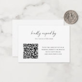 Budget Minimalist Black White Script RSVP QR Code  ノートカード (正面/裏面インサイチュ)