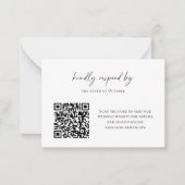 Budget Minimalist Black White Script RSVP QR Code  ノートカード (正面)