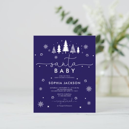 Budget Minimalist Blue Santa Baby invitation (スタンド正面)