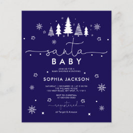 Budget Minimalist Blue Santa Baby invitation