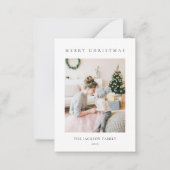 BUDGET Minimalist Merry Christmas Family Photo ノートカード (正面)
