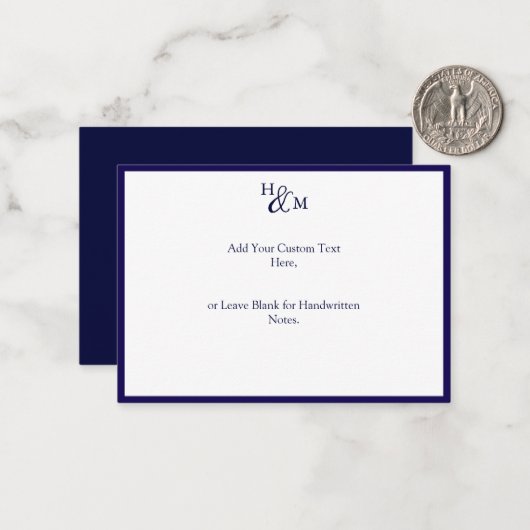 Budget Minimalist Monogram Wedding Messages ノートカード (正面/裏面インサイチュ)