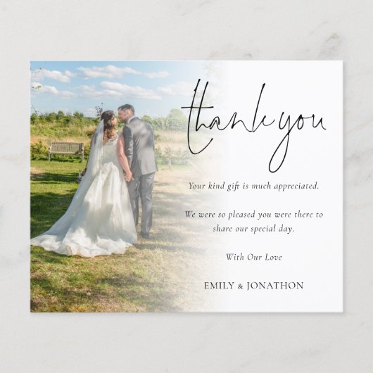 Budget Minimalist Photo Script'結婚s Thank You (正面)