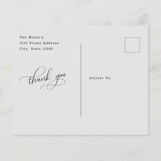 Budget Minimalist Script結婚の写真ありがとう (裏面)