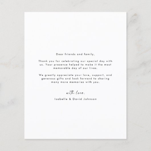 Budget Minimalist Script Photo's 結婚 Thank You チラシ (裏面)