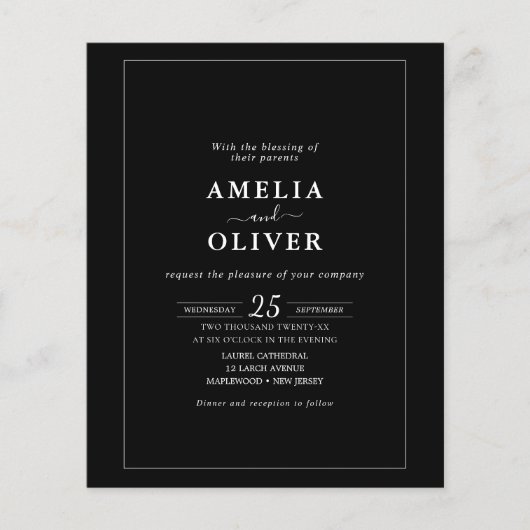 Budget Minimalist Wedding Invitation Flyer チラシ (正面)