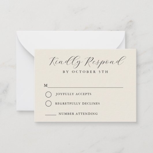 Budget Minimalist Wedding RSVP Card ノートカード (正面)