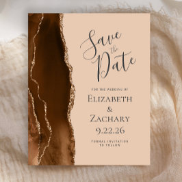 Budget Mocha Brown Gold Agate Tan Save the Date