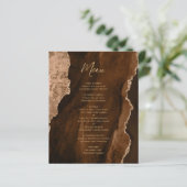 Budget Mocha Brown Gold Agate Wedding Menu (スタンド正面)