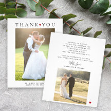 Budget modern 2 photos wedding thank you card