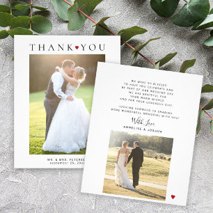 Budget modern 2 photos wedding thank you card チラシ