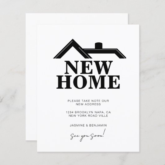 BUDGET Modern Black and White We’ve Moved New Home (正面/裏面)