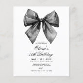 Budget Modern Black Bow Birthday Invitation (正面)