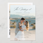 Budget Modern Boho 2 Photo Wedding 招待状 (正面/裏面)