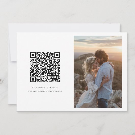 Budget Modern Boho Qr Code Photo Wedding セーブザデート (裏面)