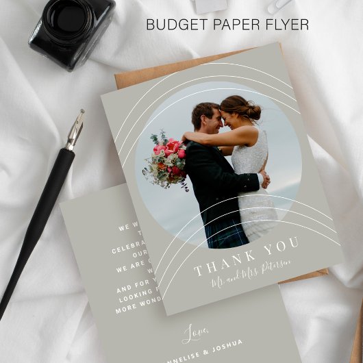 Budget modern elegant photo wedding thank you チラシ