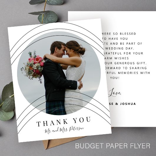 Budget modern elegant photo wedding thank you チラシ