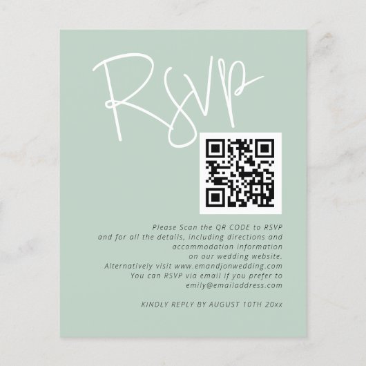 Budget Modern Eucalyptus QR Wedding Invitation (裏面)