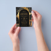 Budget modern gold black PHOTO wedding Invitation チラシ (手)