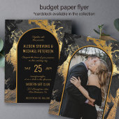Budget modern gold black PHOTO wedding Invitation チラシ
