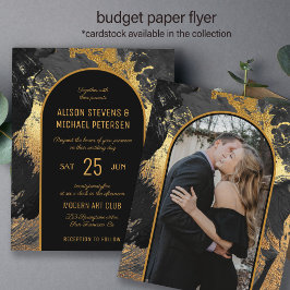 Budget modern gold black PHOTO wedding Invitation チラシ