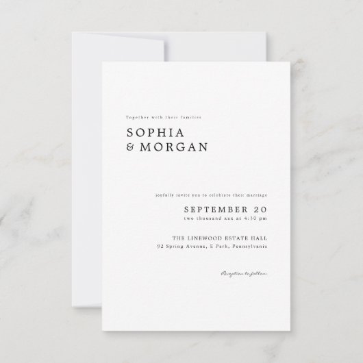 Budget Modern Minimalist Boho Photo Wedding 招待状 (裏面)