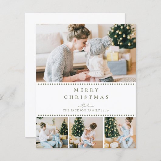 BUDGET Modern Olive Green Multi Photo Christmas (正面/裏面)