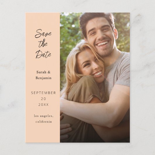 Budget Modern Photo & Side Save the Date - Peach チラシ (正面)