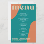 Budget modern retro groovy wedding menu template (正面)