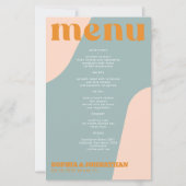 Budget modern retro groovy wedding menu template (正面)
