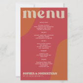 Budget modern retro groovy wedding menu template (正面)