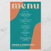 Budget modern retro groovy wedding menu template チラシ (正面)