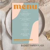 Budget modern retro groovy wedding menu template チラシ