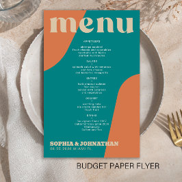Budget modern retro groovy wedding menu template チラシ